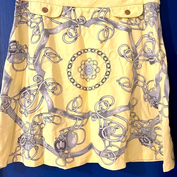 Women’s J. McLaughlin Yellow & Gray Chain Print Side Zipper Skirt Size 6 - Picture 3 of 9